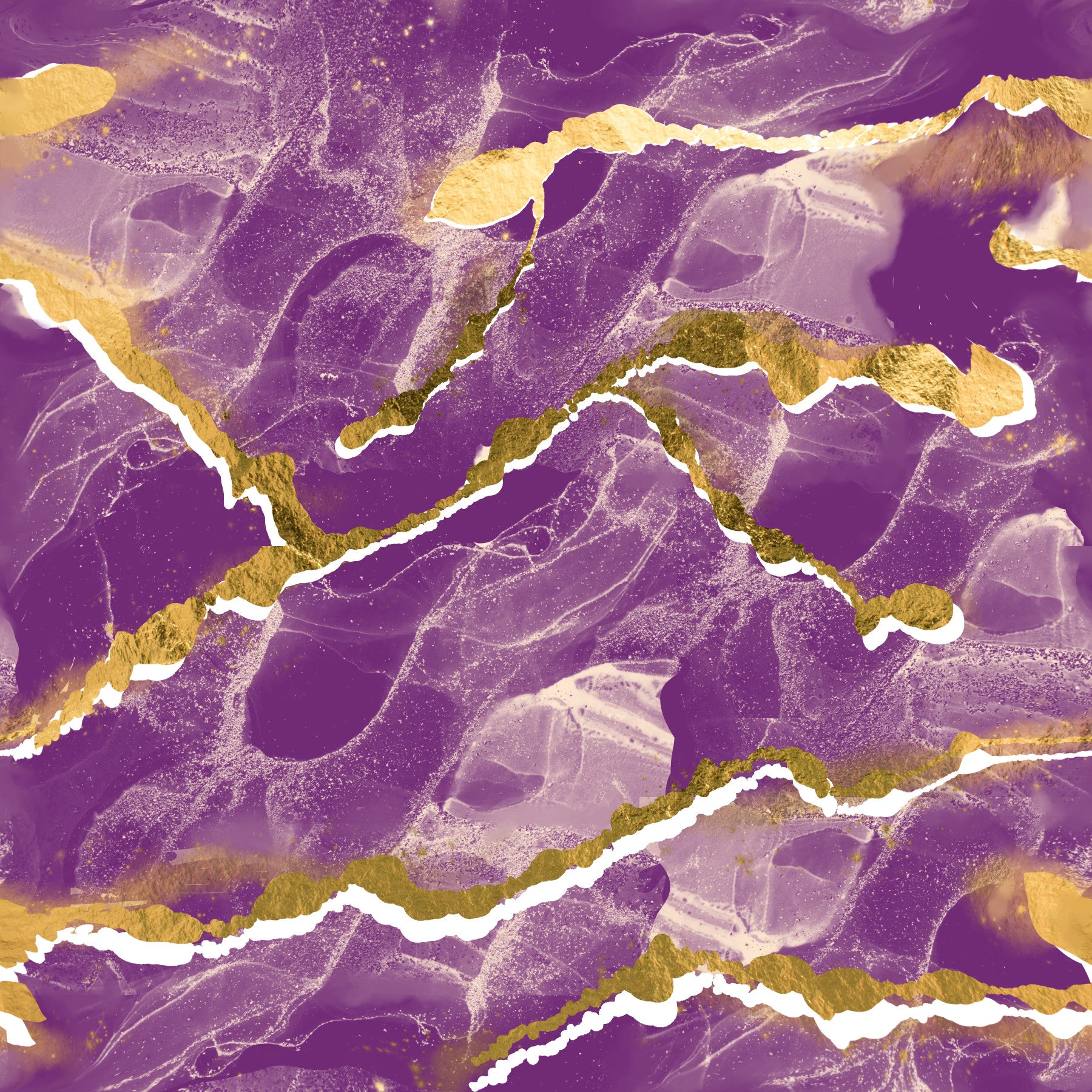 Golden Veins Cosmic Violet Marble - Modern Luxe Abstract Wall Mural