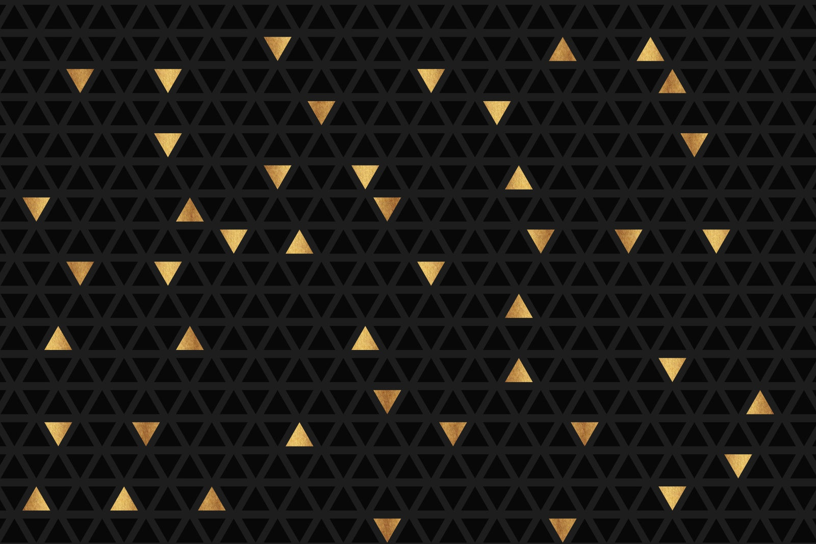 Papier peint mural de luxe triangles noirs et or