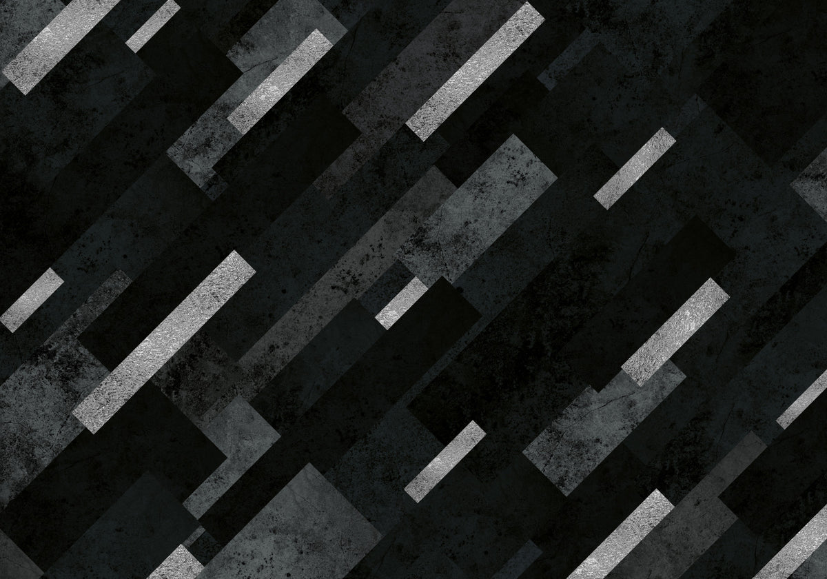 Silver Grey Charcoal Layered Pattern Wall Mural