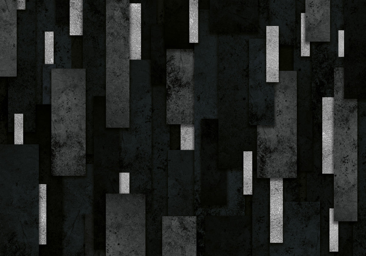 Urban Charcoal and Silver Layers Wall Mural in your room — zoomed