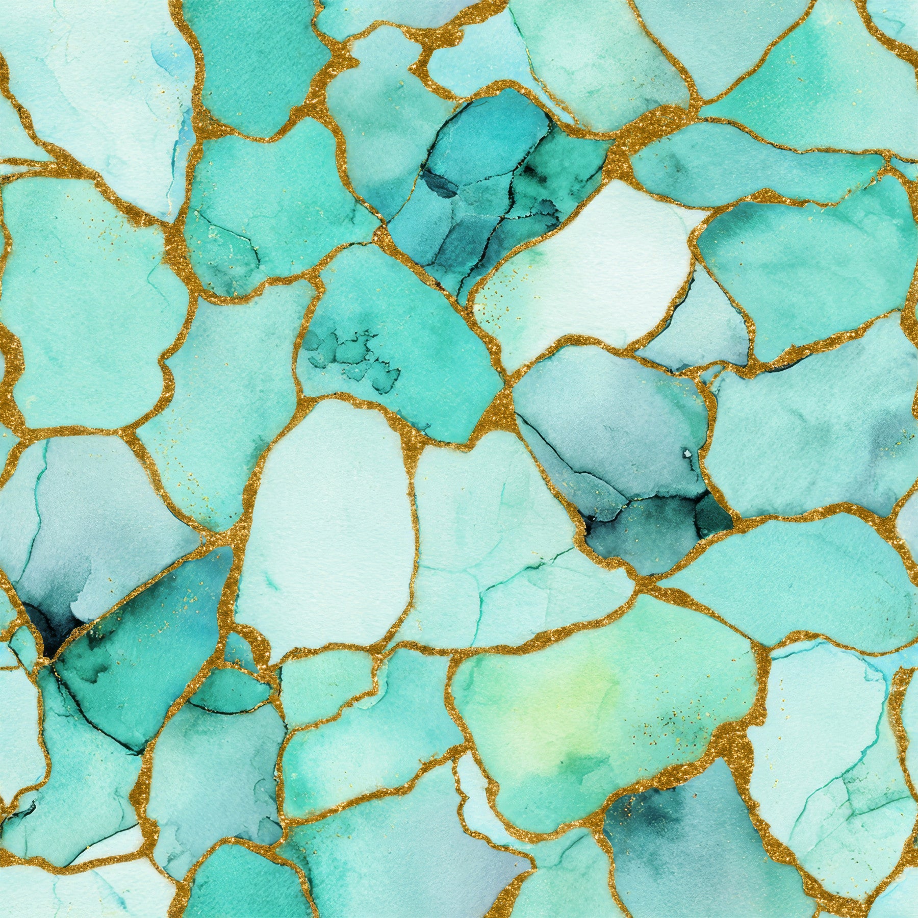 Aqua Gold Marble Wallpaper⁠ in your room — zoomed