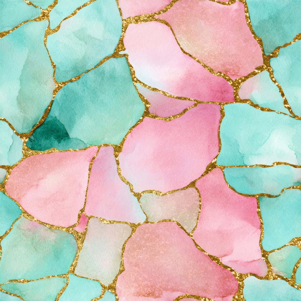 Papier peint eaux dorées rose et turquoise in your room — zoomed