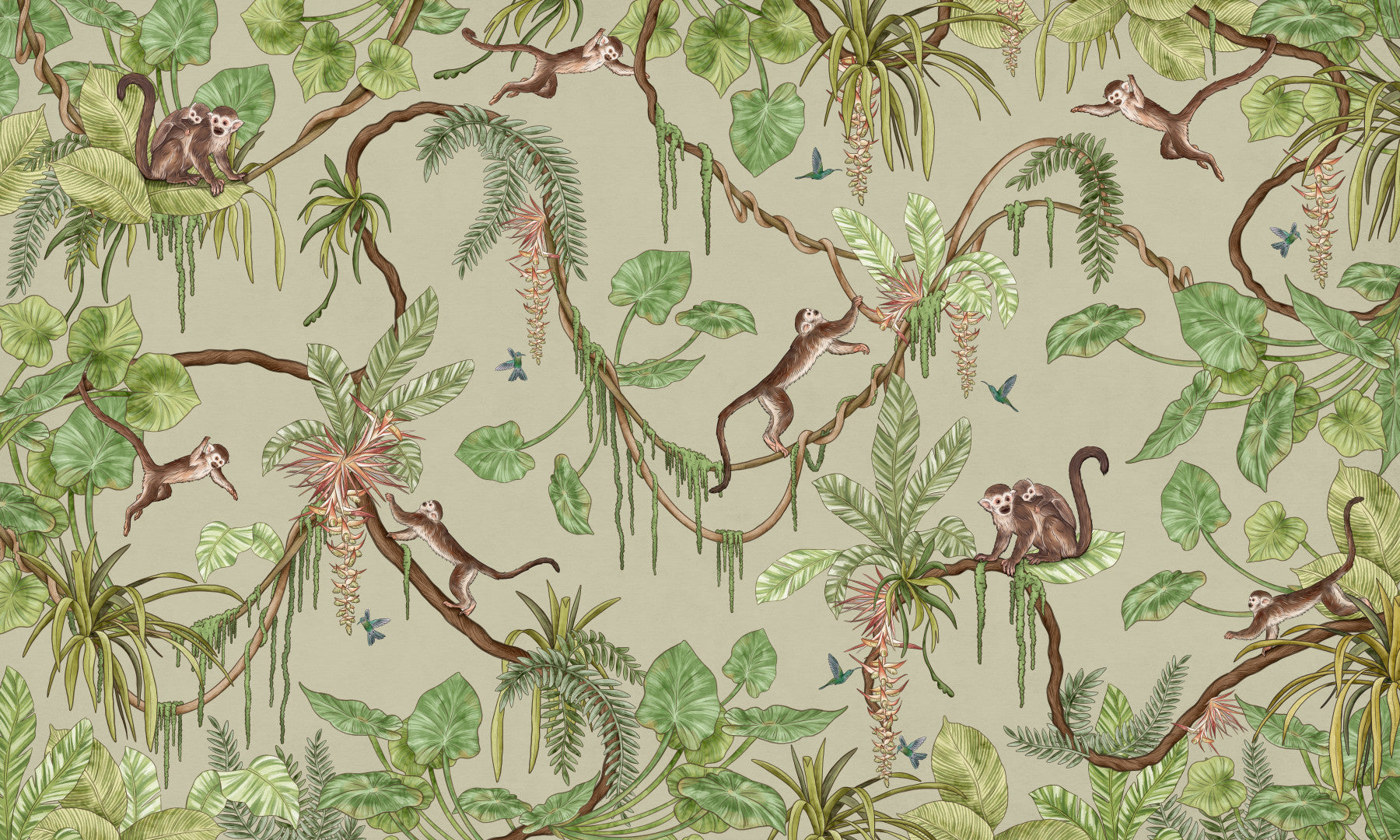 Jungle Jamboree Wall Mural in your room — zoomed