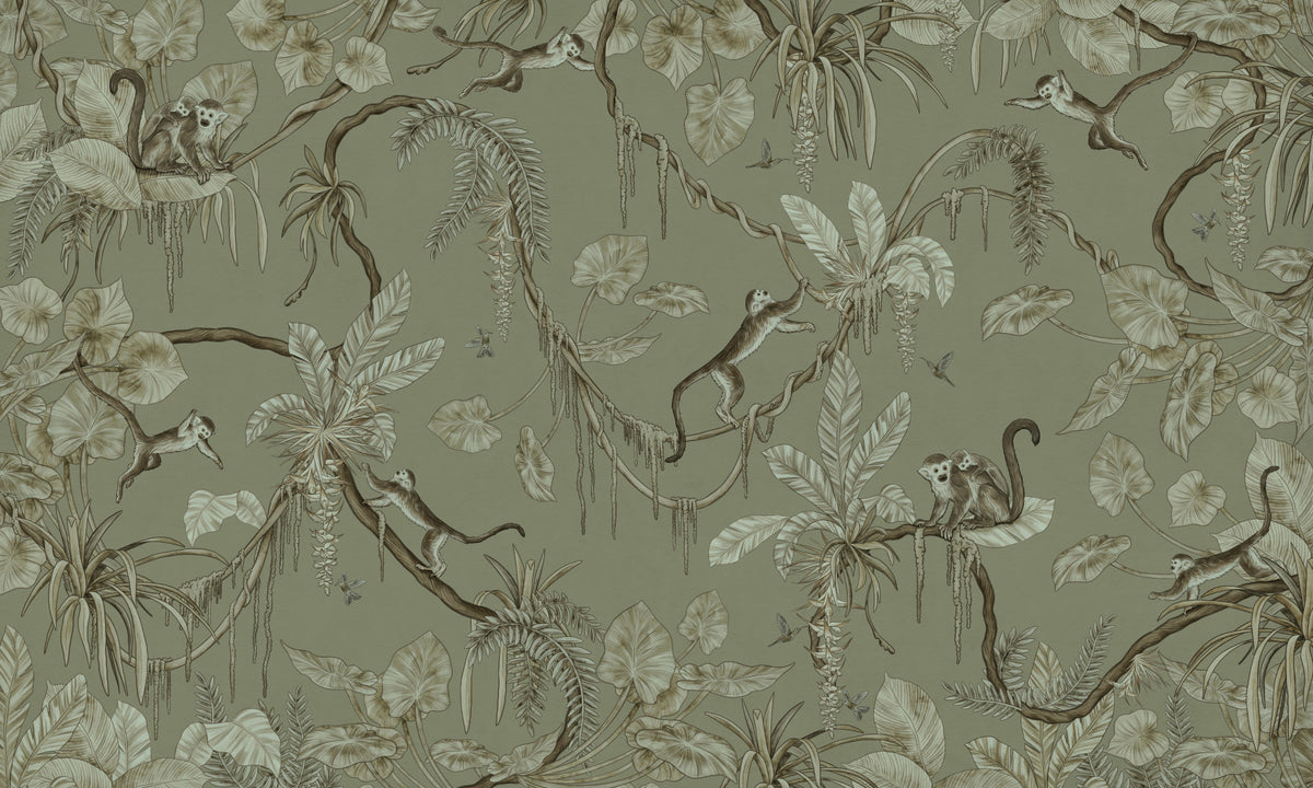 Monkey Business Jungle Wall Mural in your room — zoomed