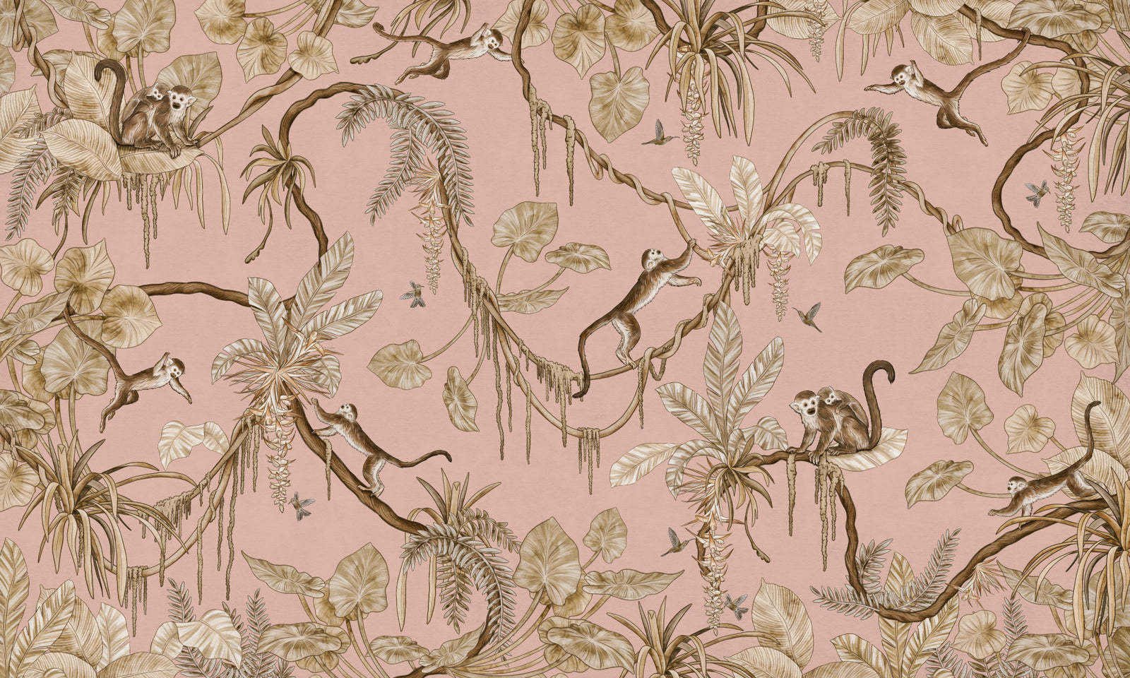 Monkey Grove Blush Wall Mural in your room