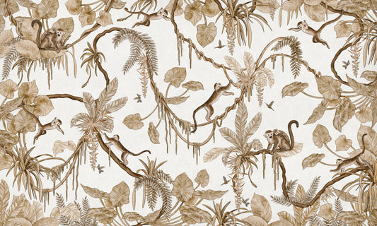 Papier peint mural singes botaniques