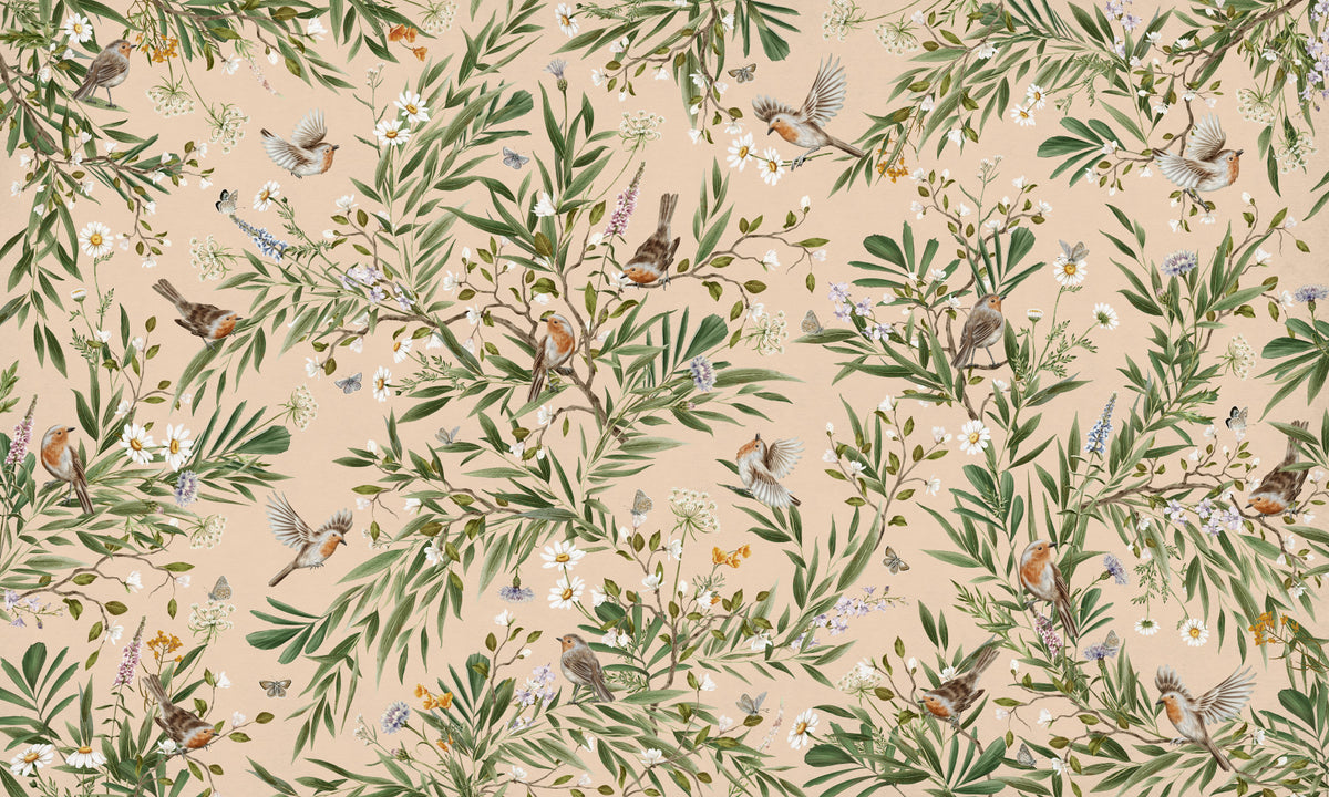 Floral Aviary Wall Mural in your room