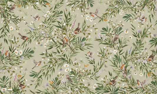 Birds & Blooms Wall Mural