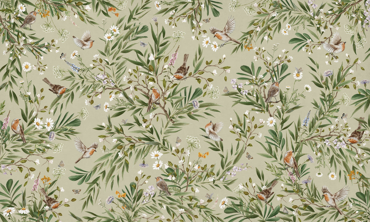 Birds & Blooms Wall Mural in your room