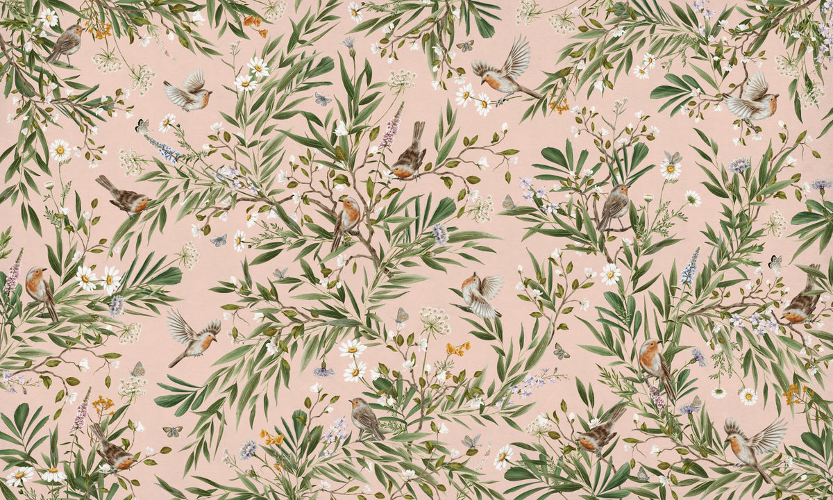 Robin's Bloom Wall Mural in your room — zoomed