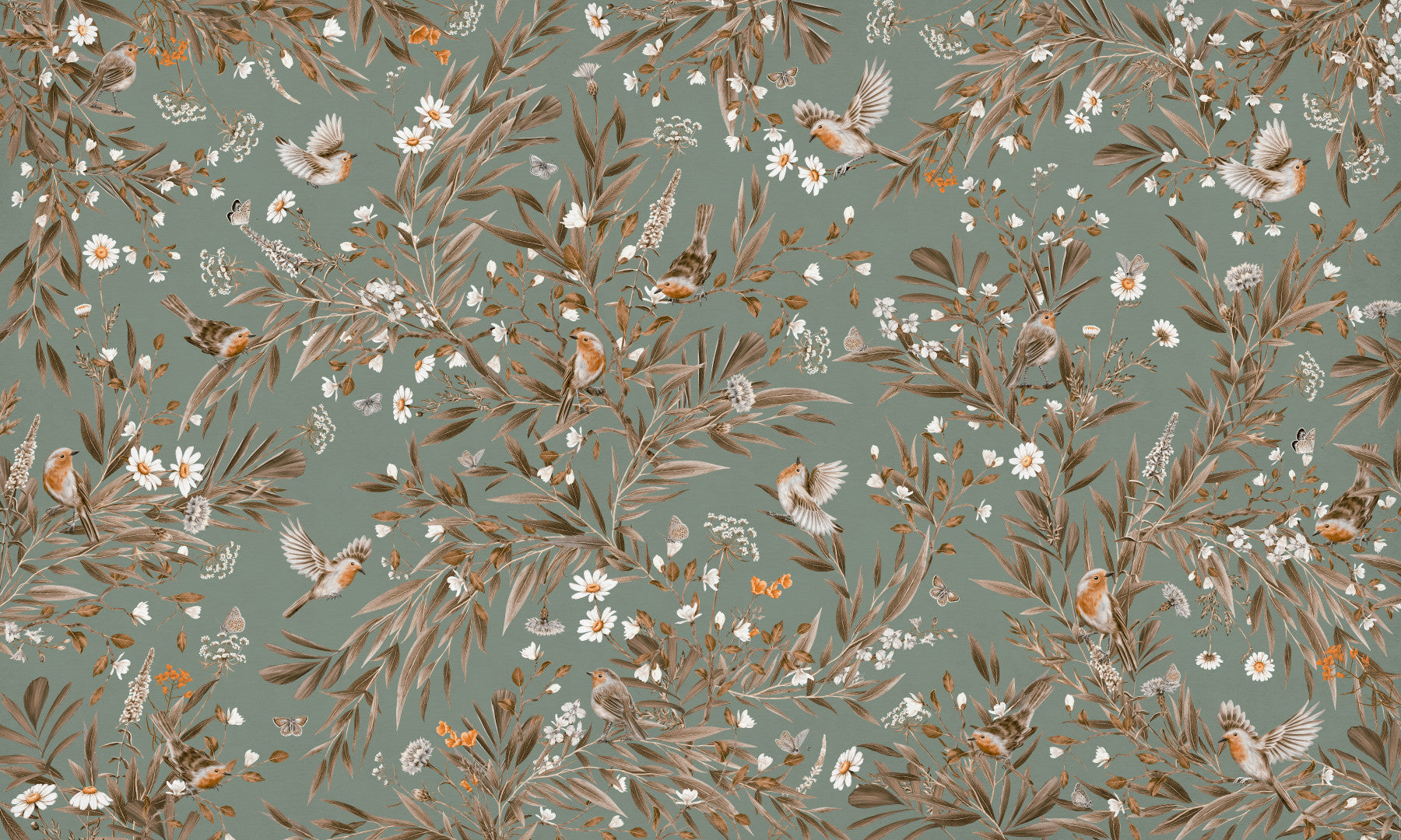 Birds & Blooms Symphony Wall Mural