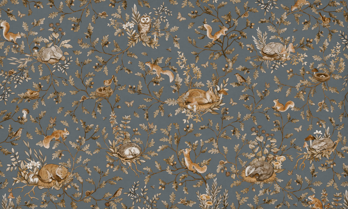 Rustic Forest Motif Wall Mural in your room — zoomed