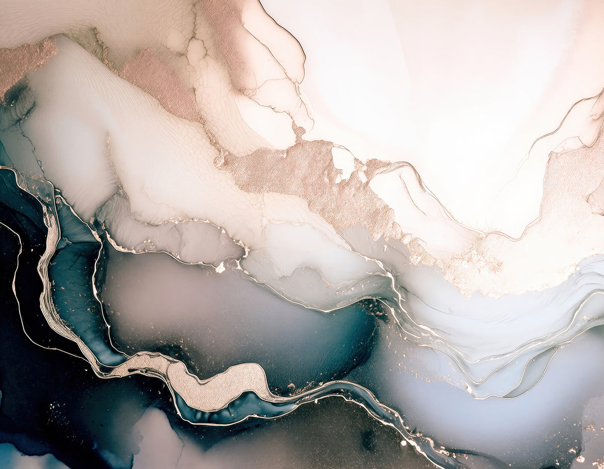 Dreamy Mineral Layers Rose Gold Wall Mural in your room — zoomed