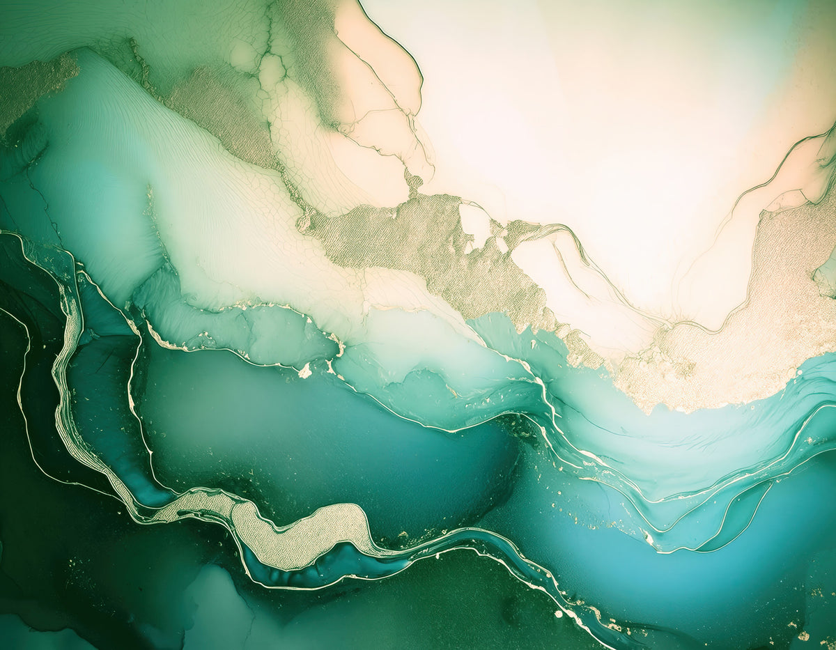 Emerald Marble Hues Wall Mural in your room — zoomed