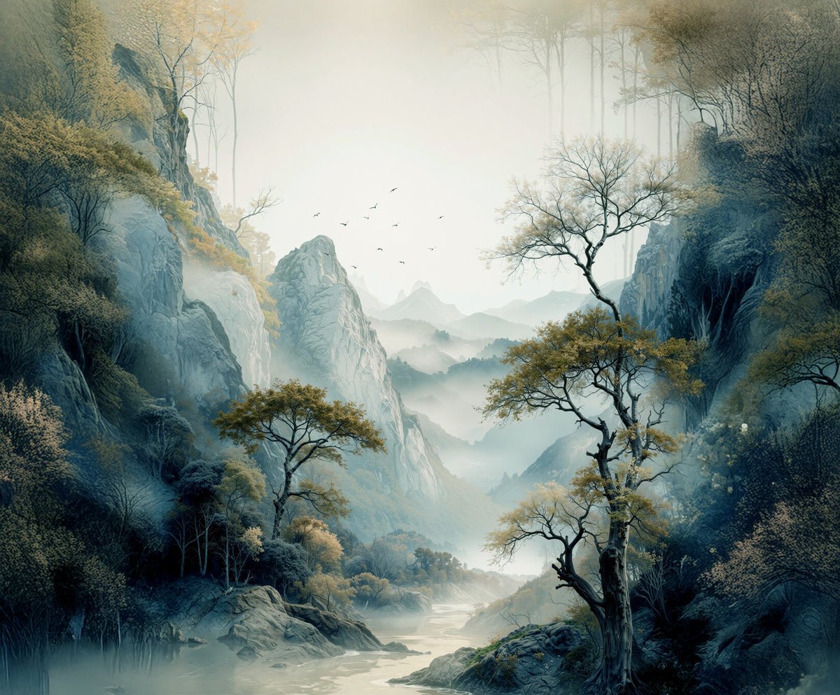 Quiet River Valley Wall Mural in your room — zoomed