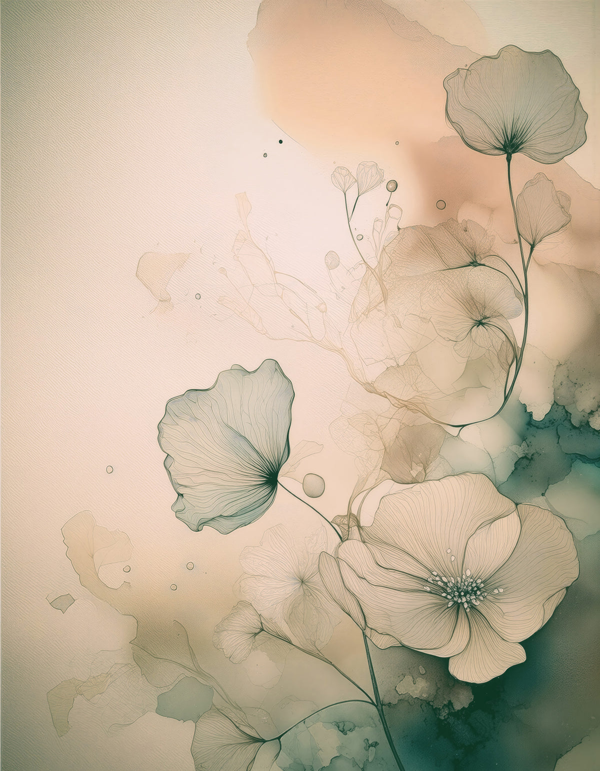 Ethereal Floral Hues Wall Mural in your room — zoomed