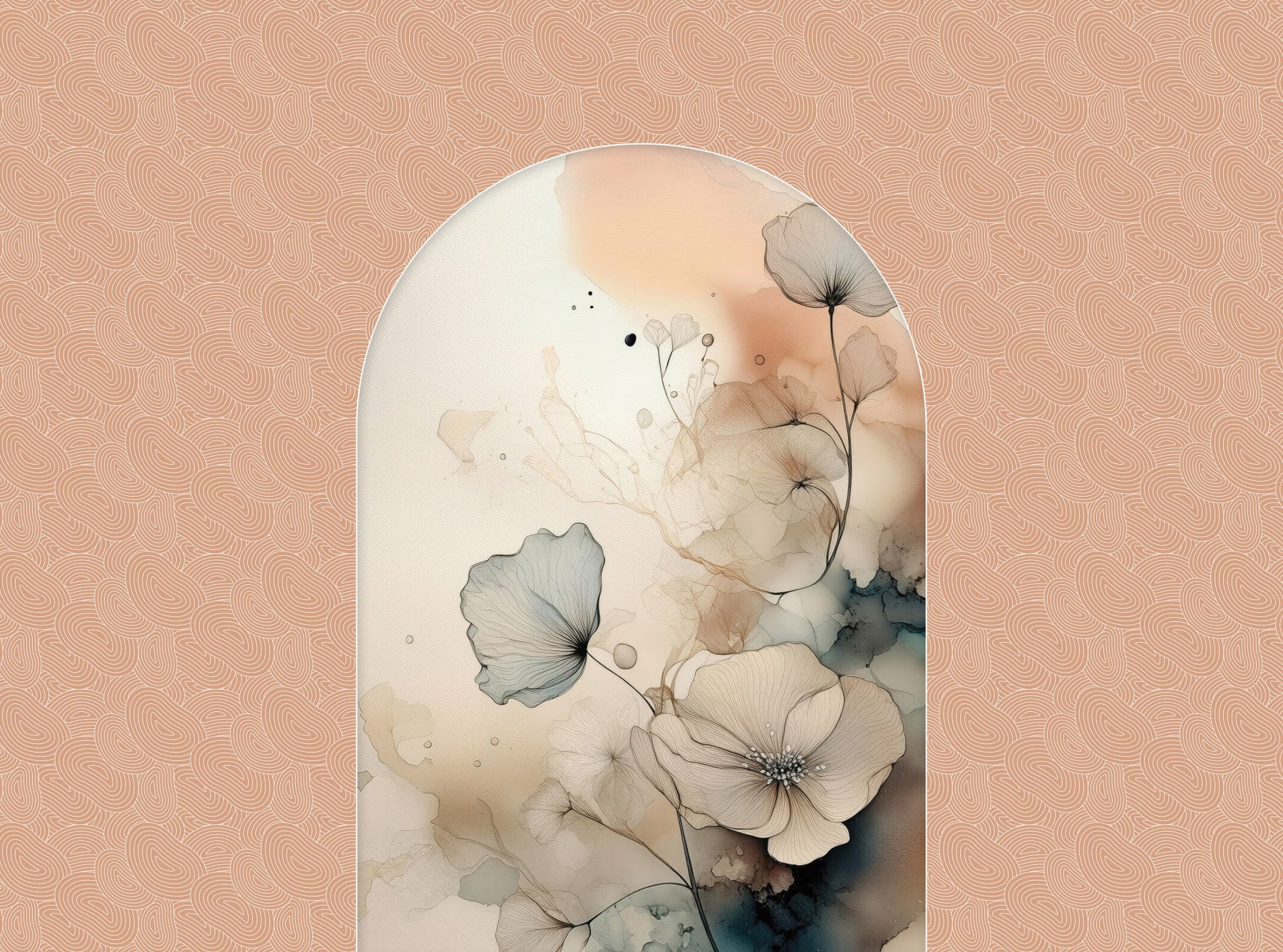 Delicate Bloom Frame Wall Mural in your room — zoomed