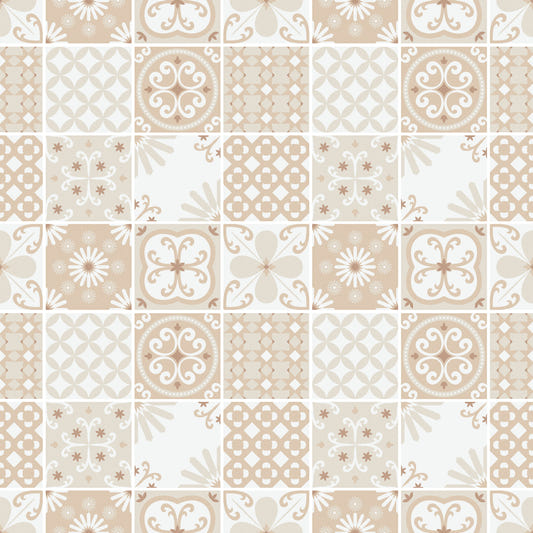 Carrelage folklorique vintage – Papier peint beige sable