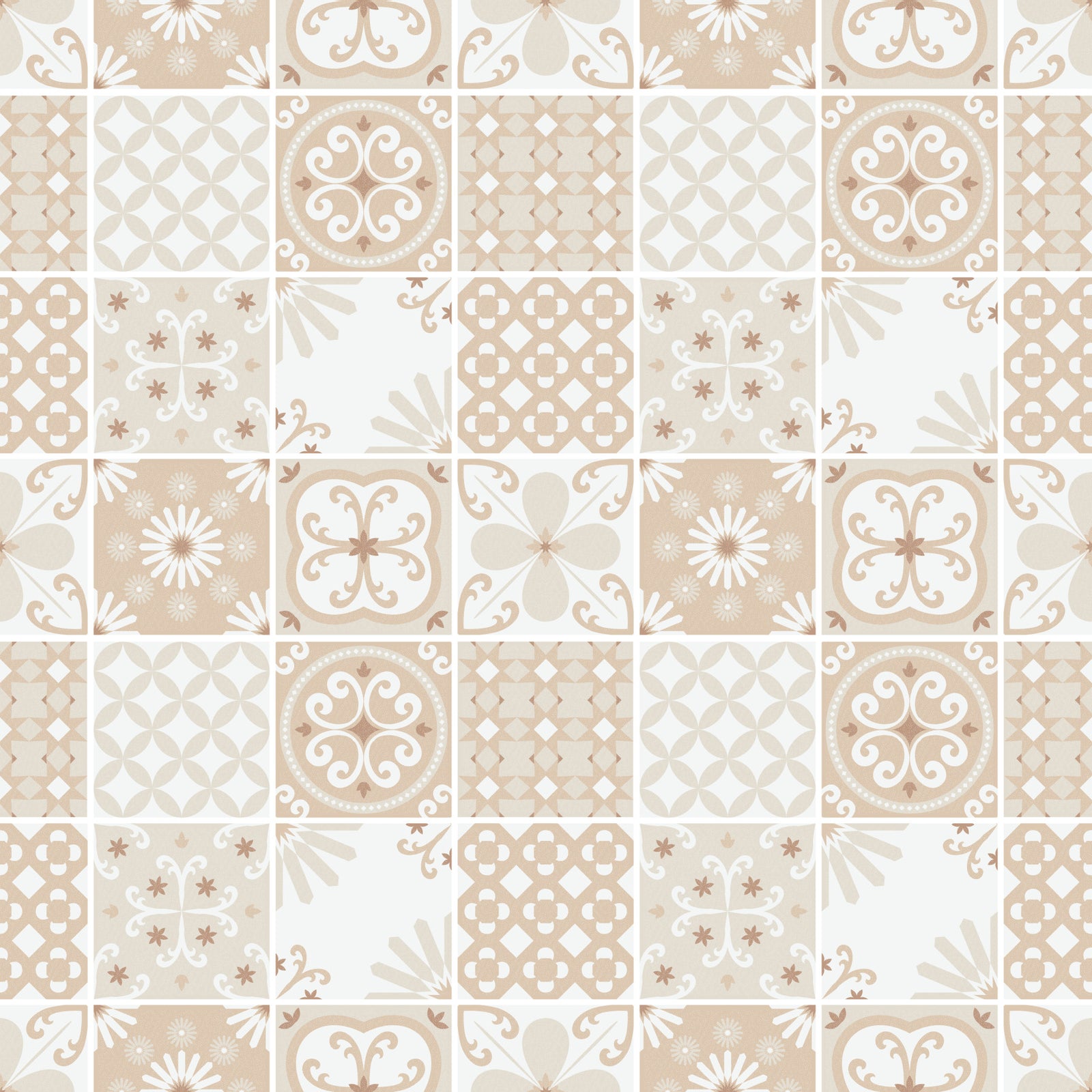 Carrelage folklorique vintage – Papier peint beige sable