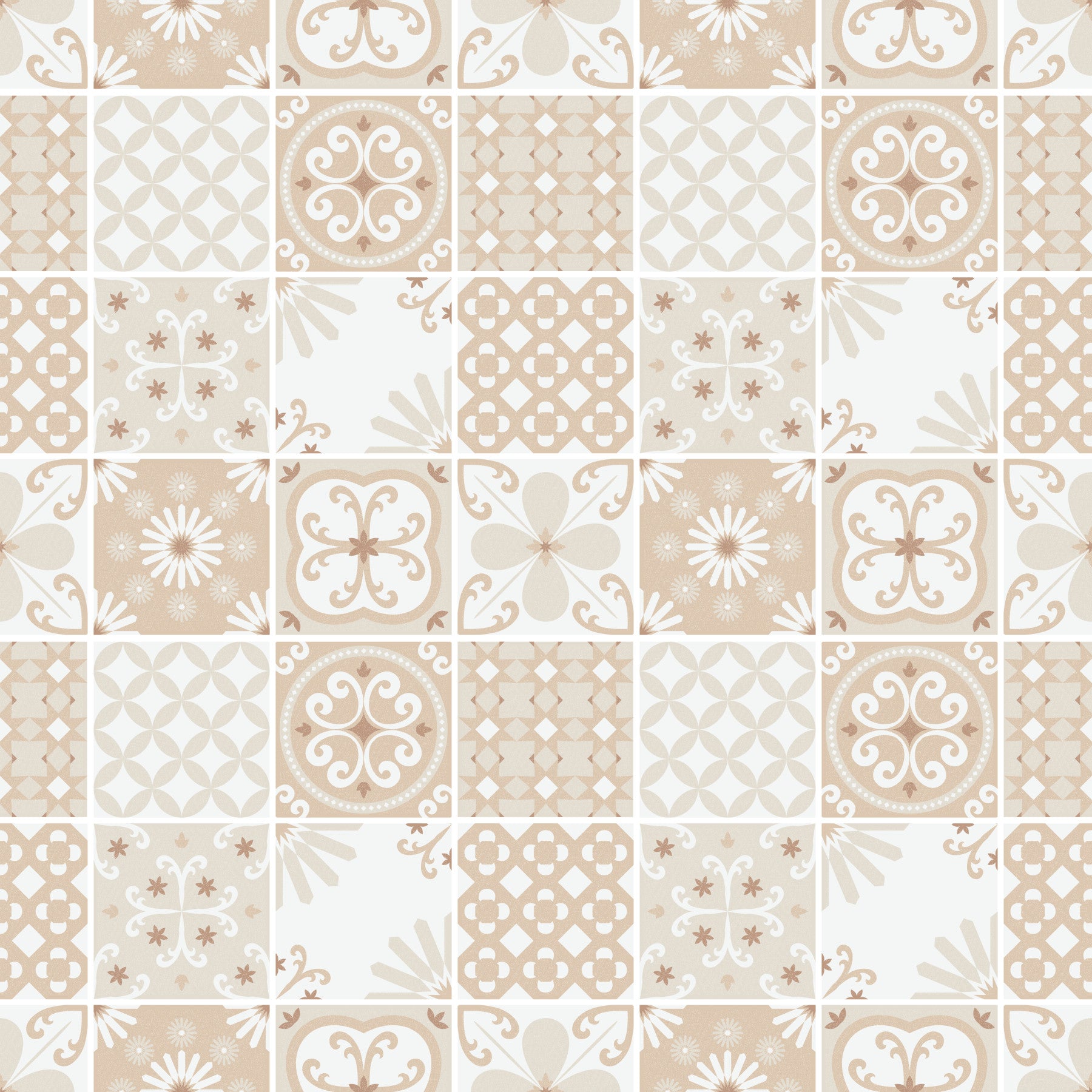 Carrelage folklorique vintage – Papier peint beige sable in your room — zoomed