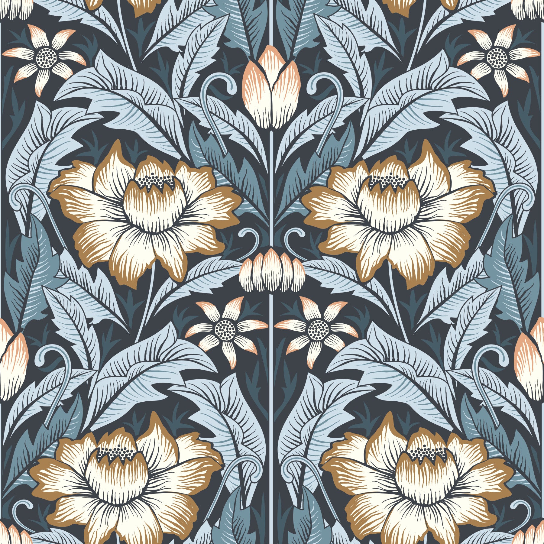 Timeless Garden ‚Äì Midnight Blue Wallpaper‚Å†