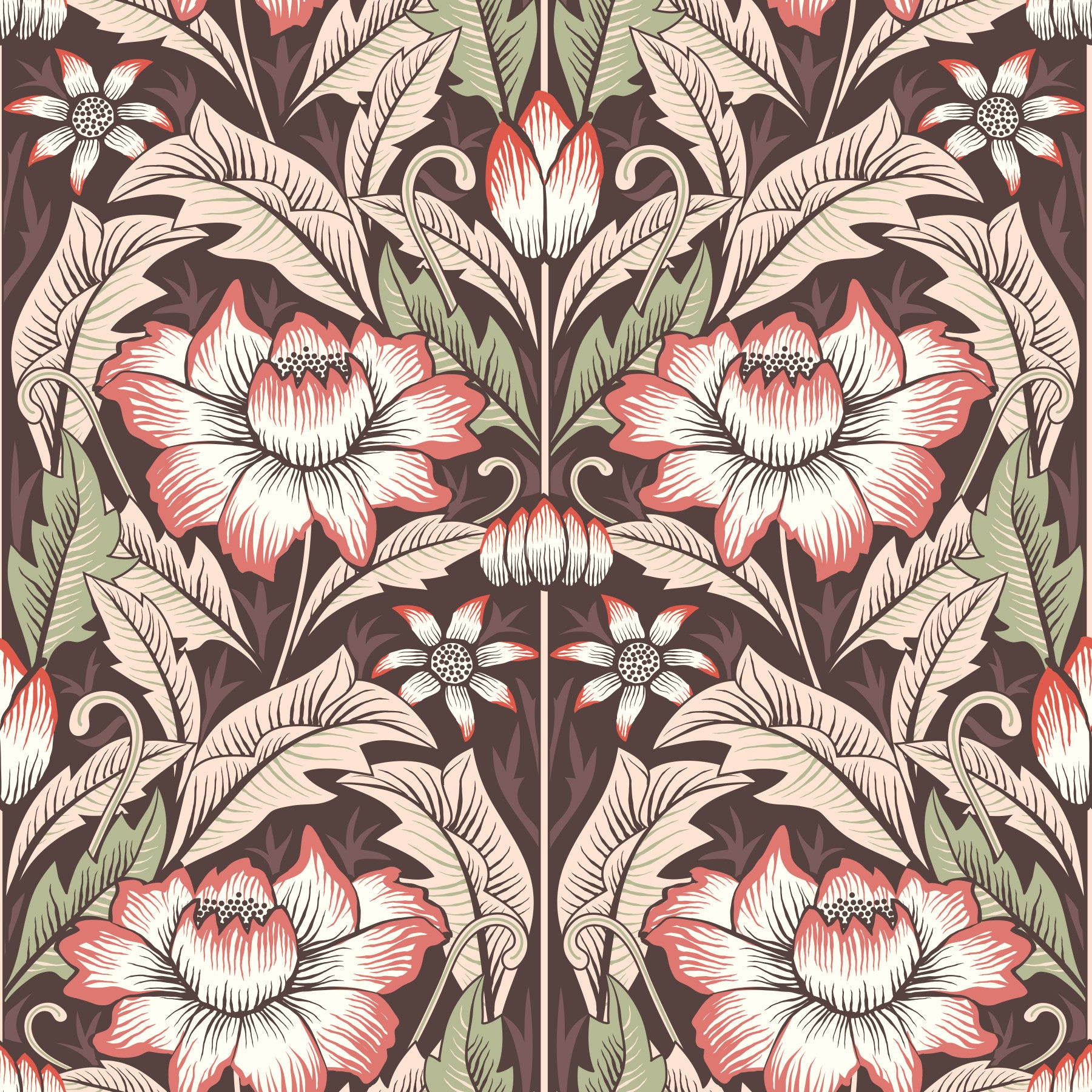Timeless Garden – Rustic Red Wallpaper⁠