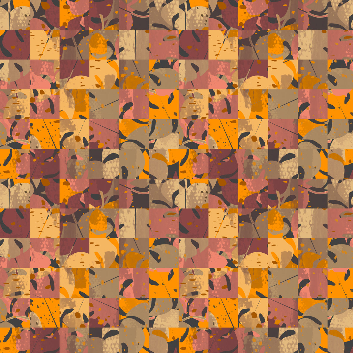Abstract Patchwork Wall Mural in your room — zoomed