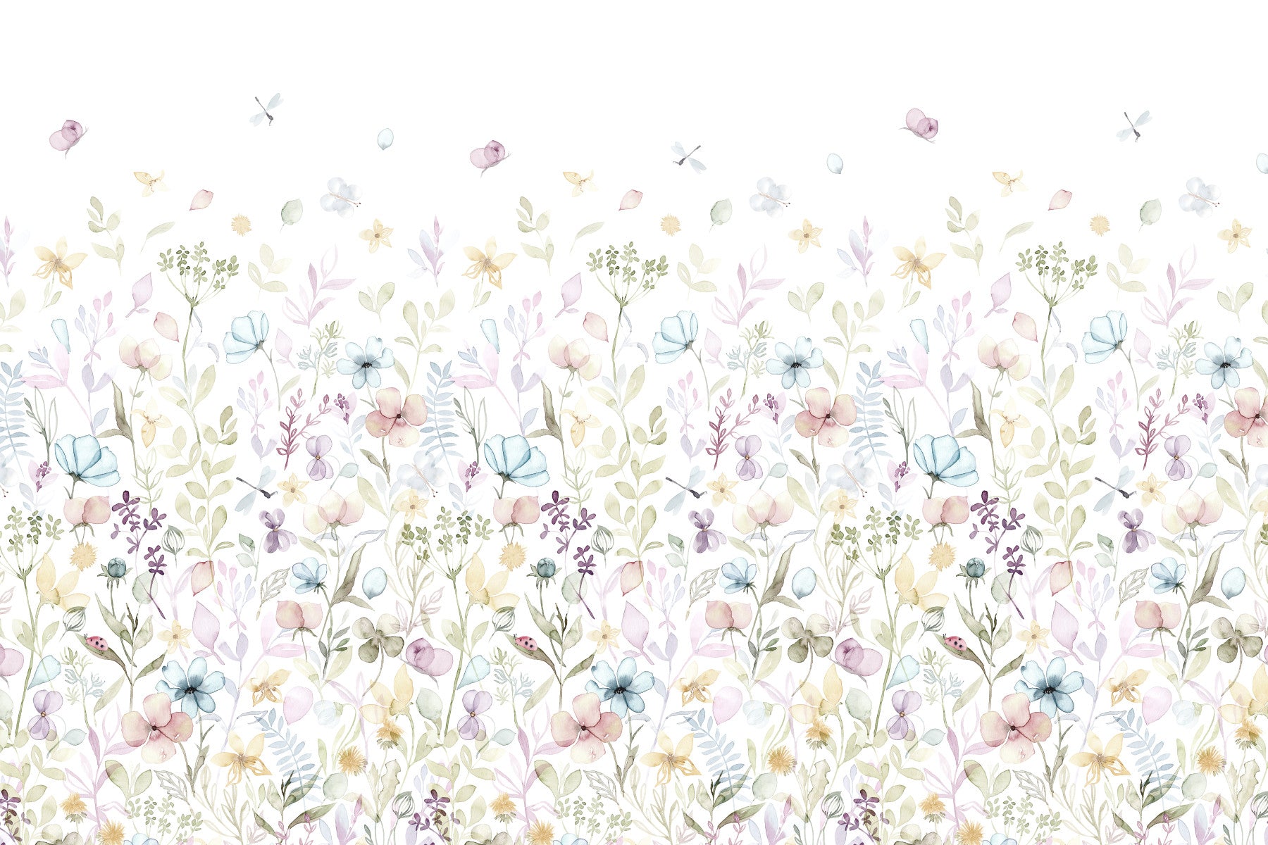 Akvarel hvisken blomstermotiv vægmaleri - 3279932