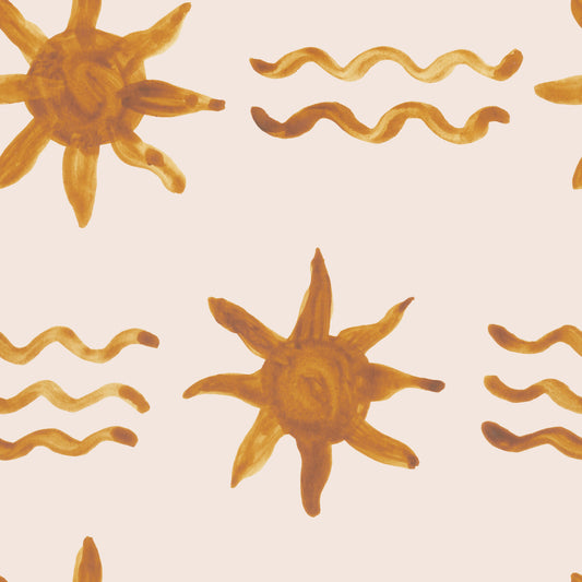 Papier peint Vagues dorées et soleil⁠ -2963139