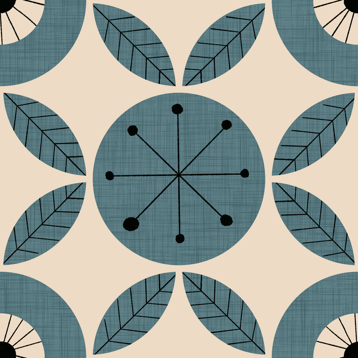 Papier peint rétro turquoise Harmony - 2995326 in your room — zoomed