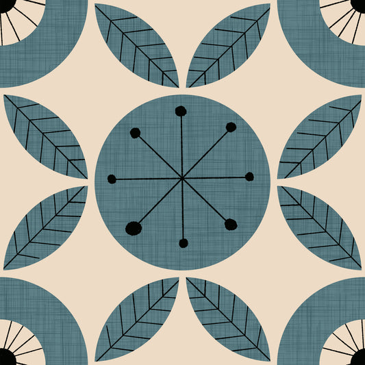 Retro Teal Harmony Tapet - 2995326