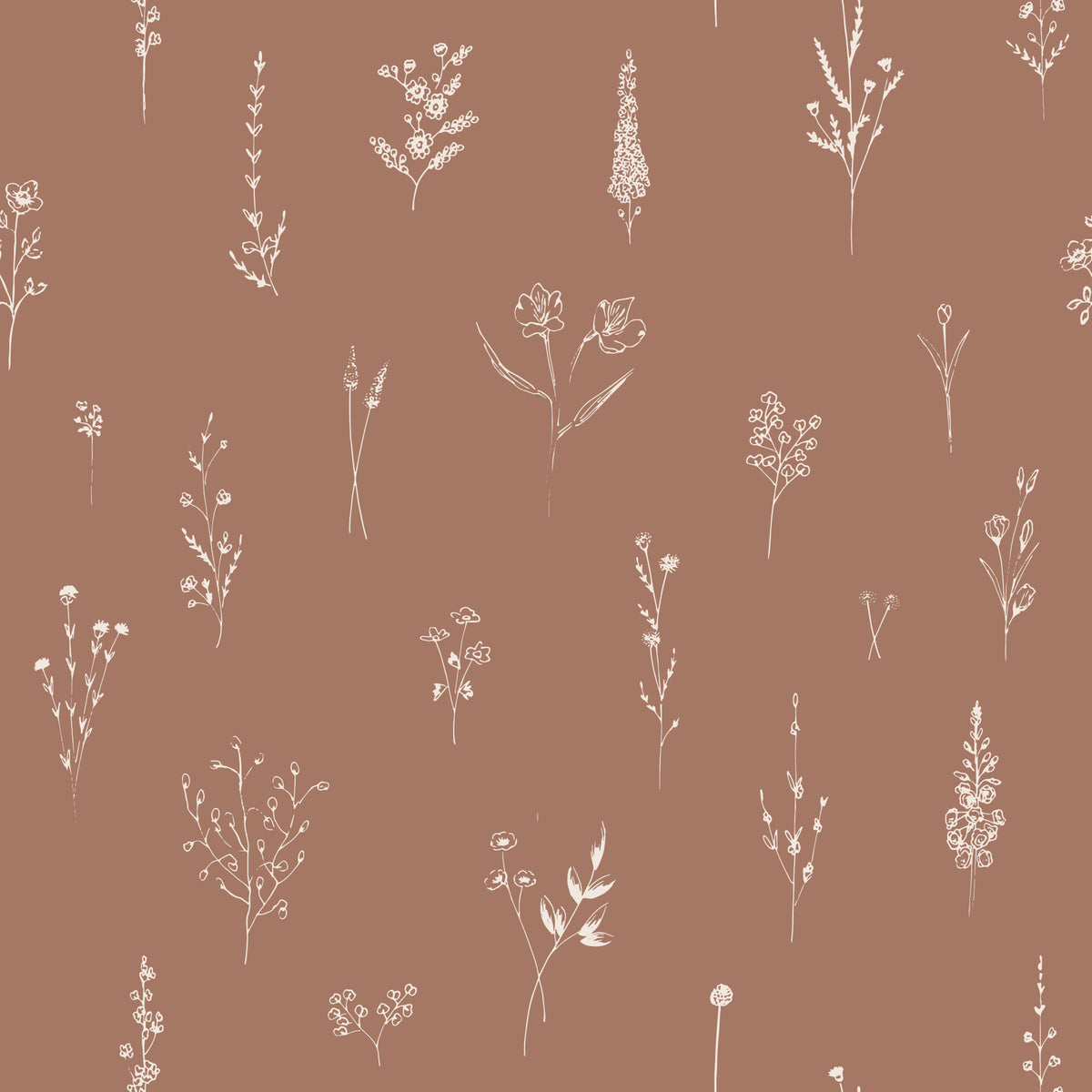 Rustic Bloom Sketch Wallpaper⁠ -3005924 in your room — zoomed