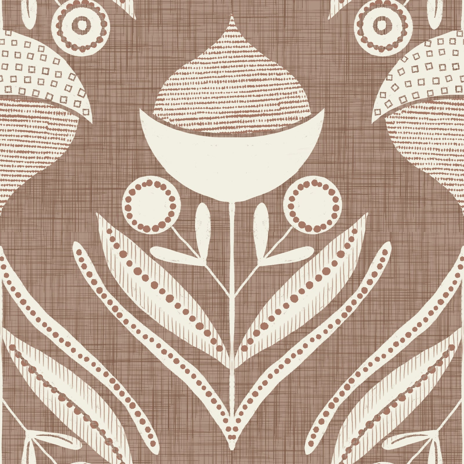 Retro Folk Floral Wallpaper⁠ -3017129