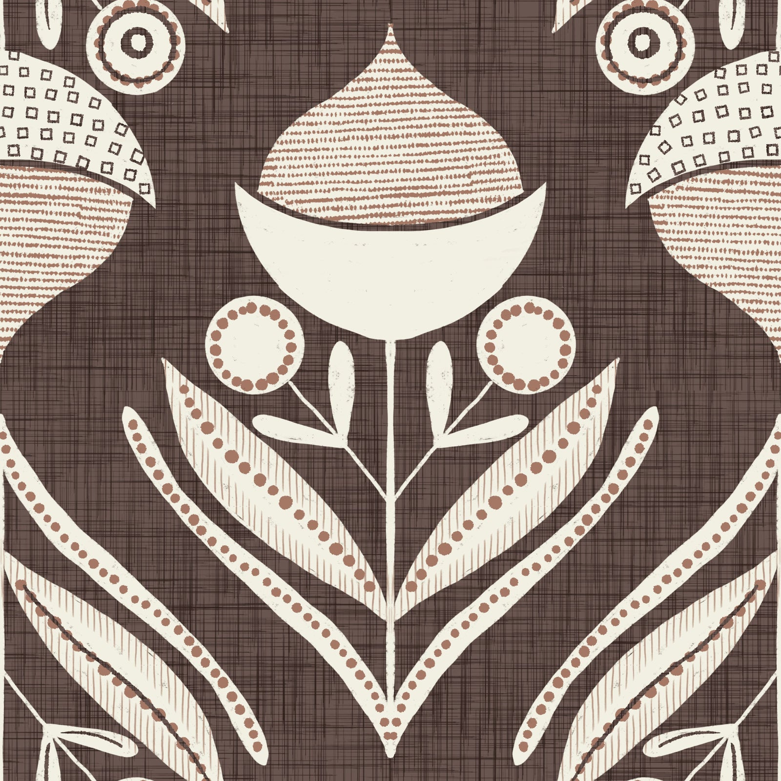 Papier peint floral tons terre⁠ -3017121