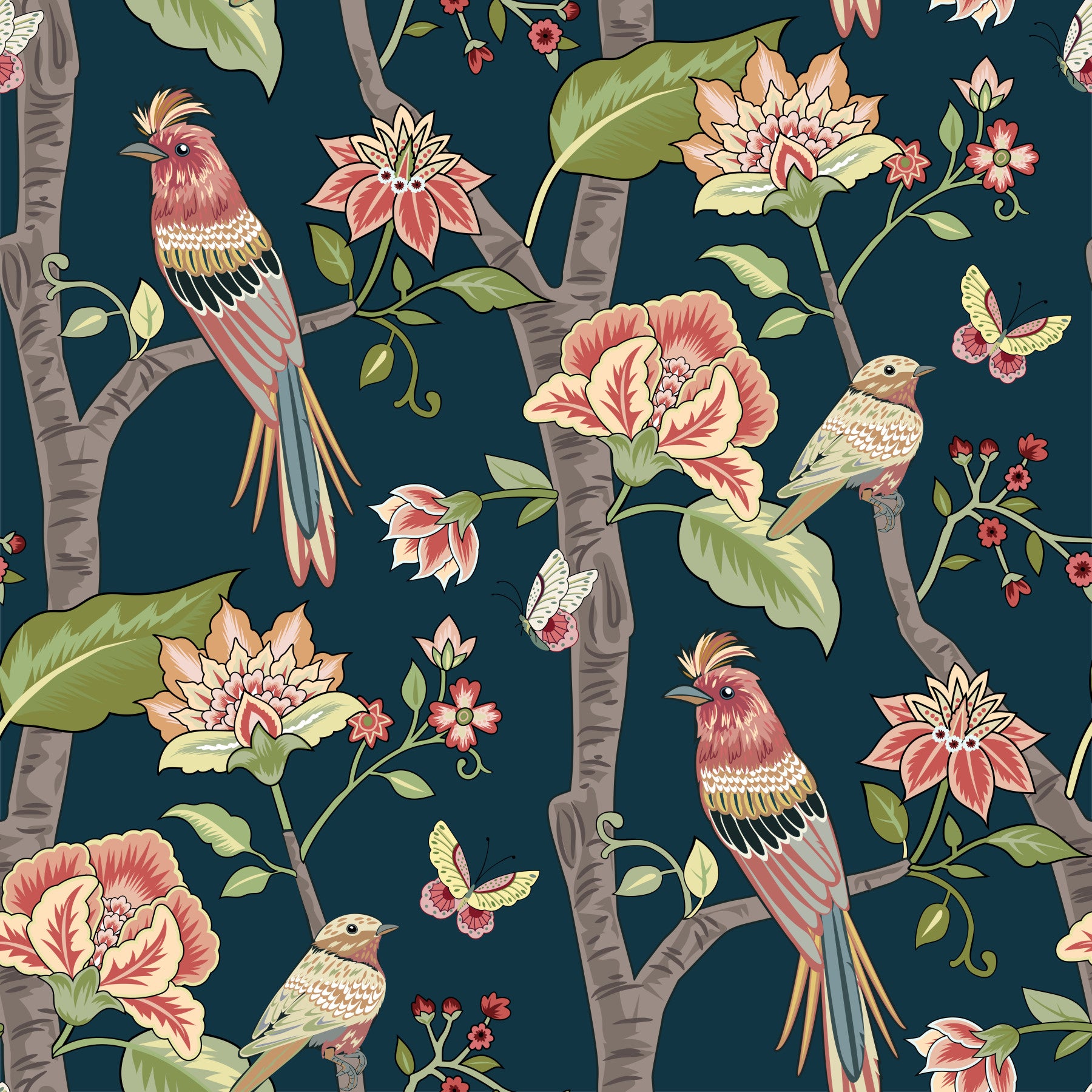 Botanical Birds Wallpaper⁠ -3076498
