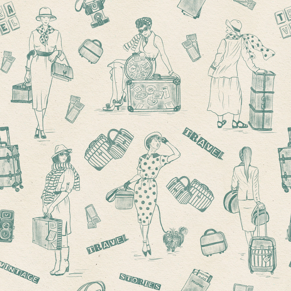 Vintage Travelogue Wallpaper⁠ -3239401 in your room — zoomed
