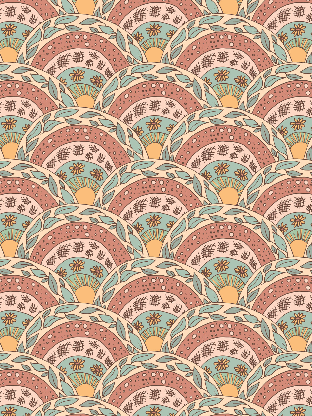 Papier peint floraison soleil bohème⁠ -3245540 in your room — zoomed