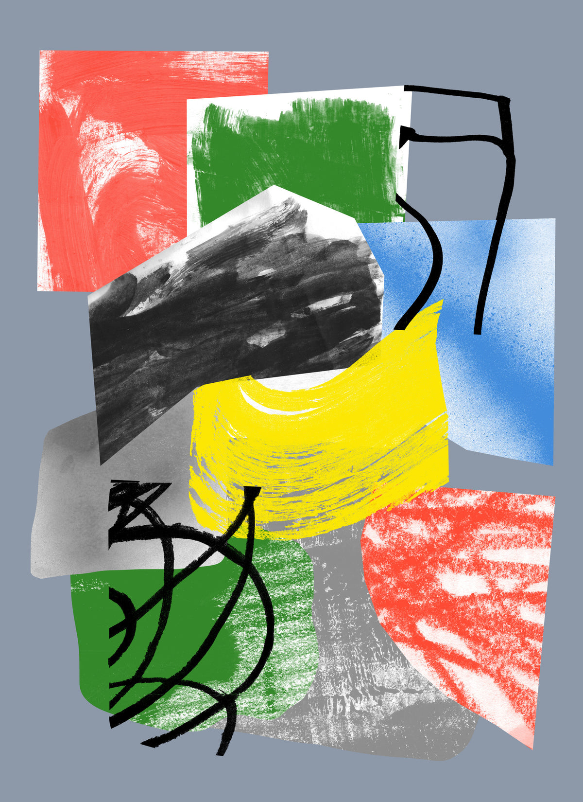 Red blue green yellow Wall Mural in your room — zoomed