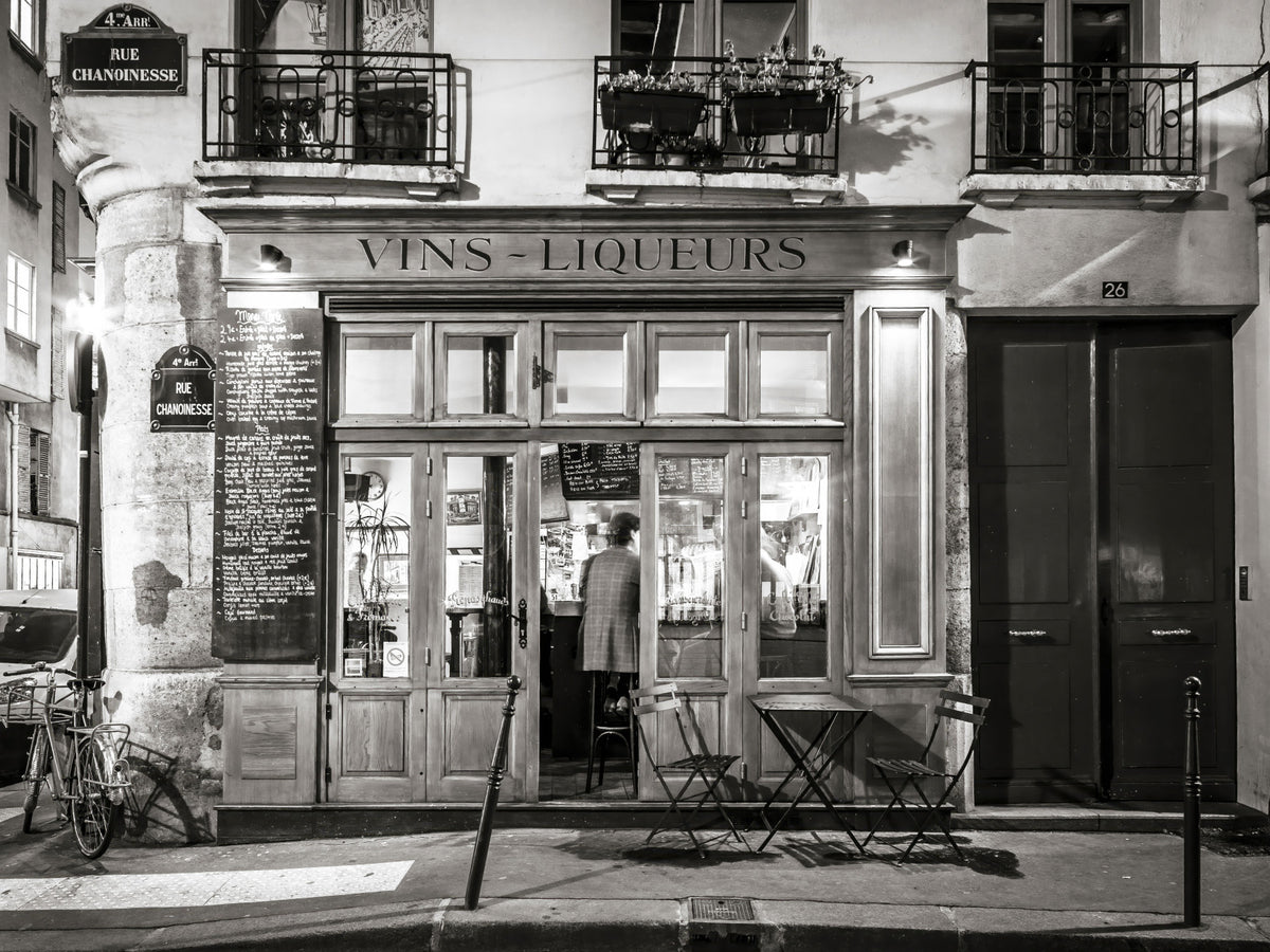 Vins-Liqueurs: A Parisian Noir Wallpaper Wall Mural in your room