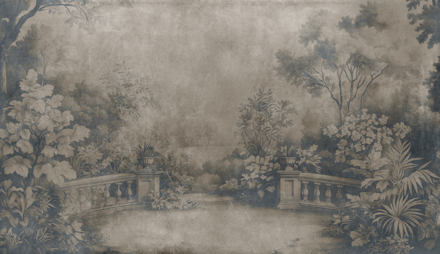 Old English Garden Fresco - Smoke Wall Mural in your room — zoomed