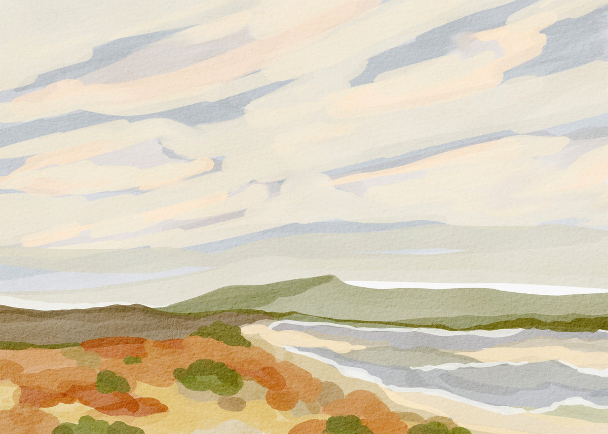 Watercolor Hills Wall Mural in your room — zoomed
