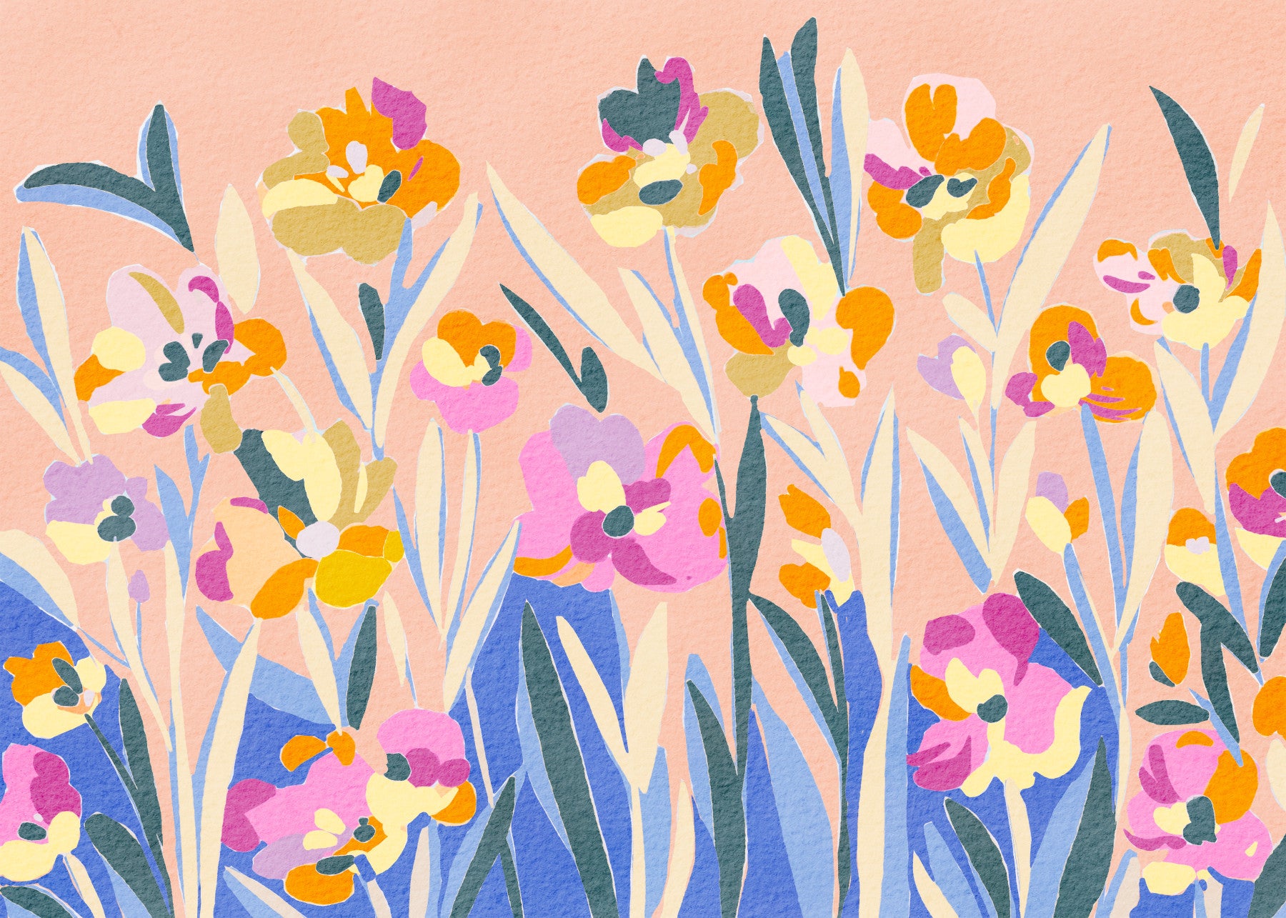 Painted Blossom Garden Wall Mural