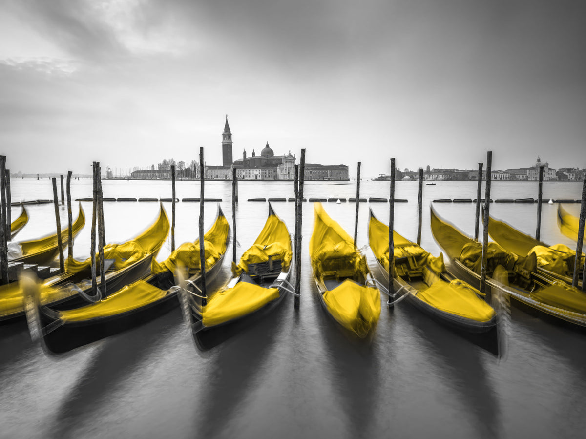 Golden Gondolas: Venice in Contrast Wall Mural in your room — zoomed