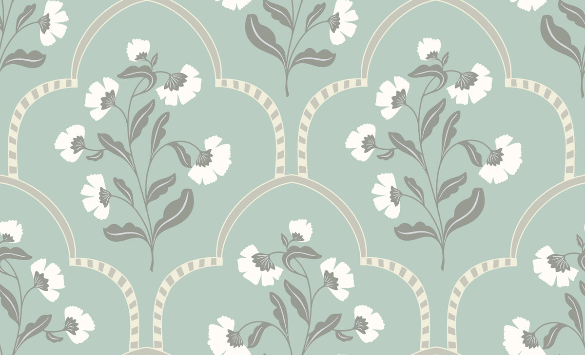 Arched Floral Elegance Wallpaper⁠ in your room