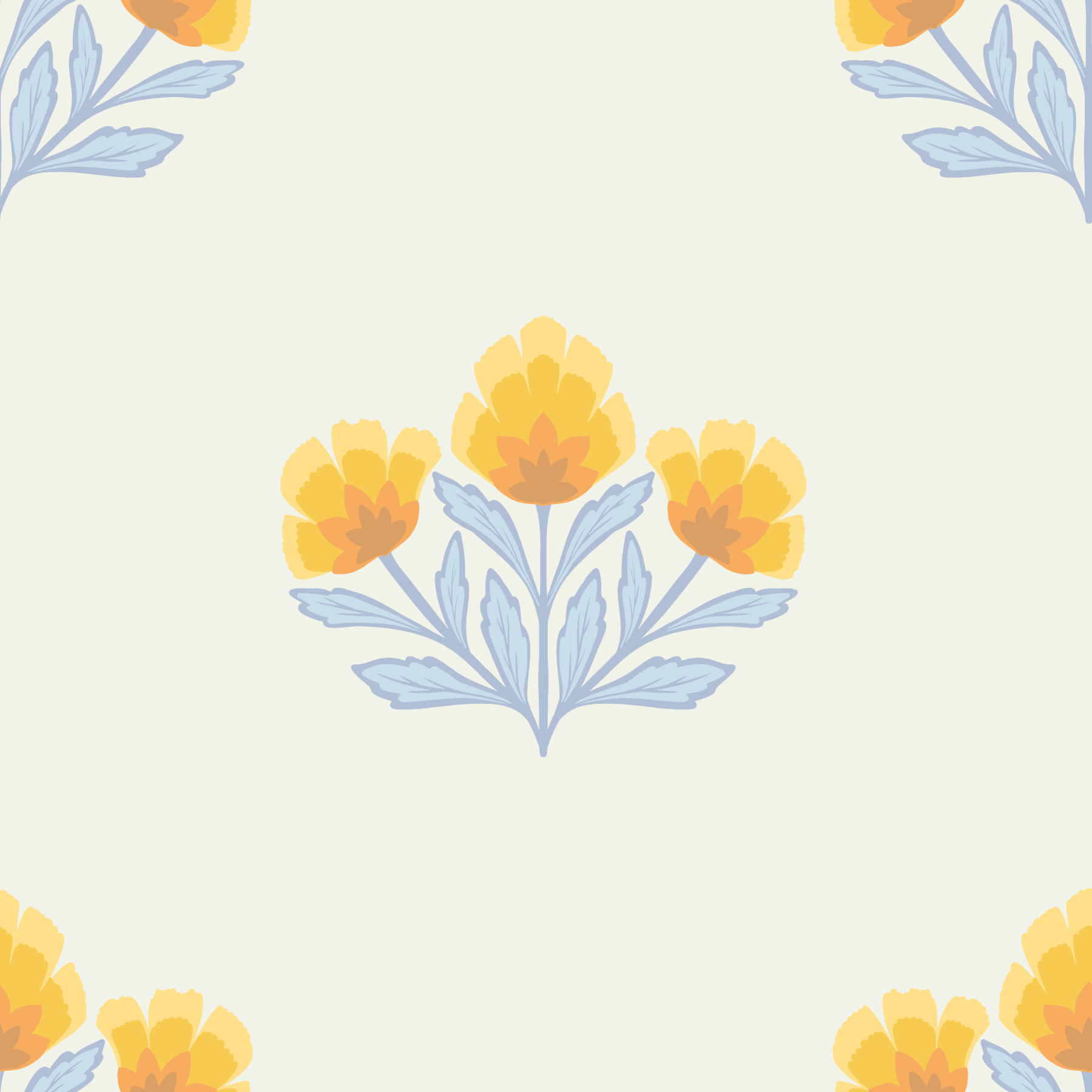 Golden Bloom Repeat Wallpaper⁠ in your room — zoomed