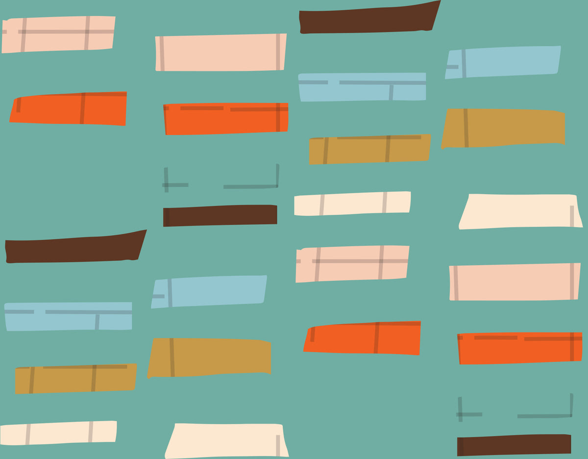 Mid Mod Stacked Blocks Blue Wallpaper⁠ in your room