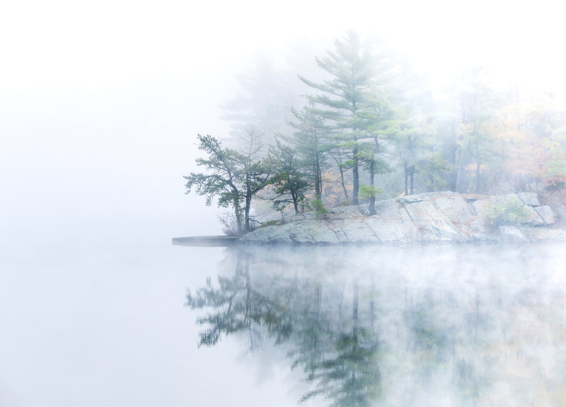 Murale da parete Misty Lake Serenity Woodland - 2399577 in your room — zoomed