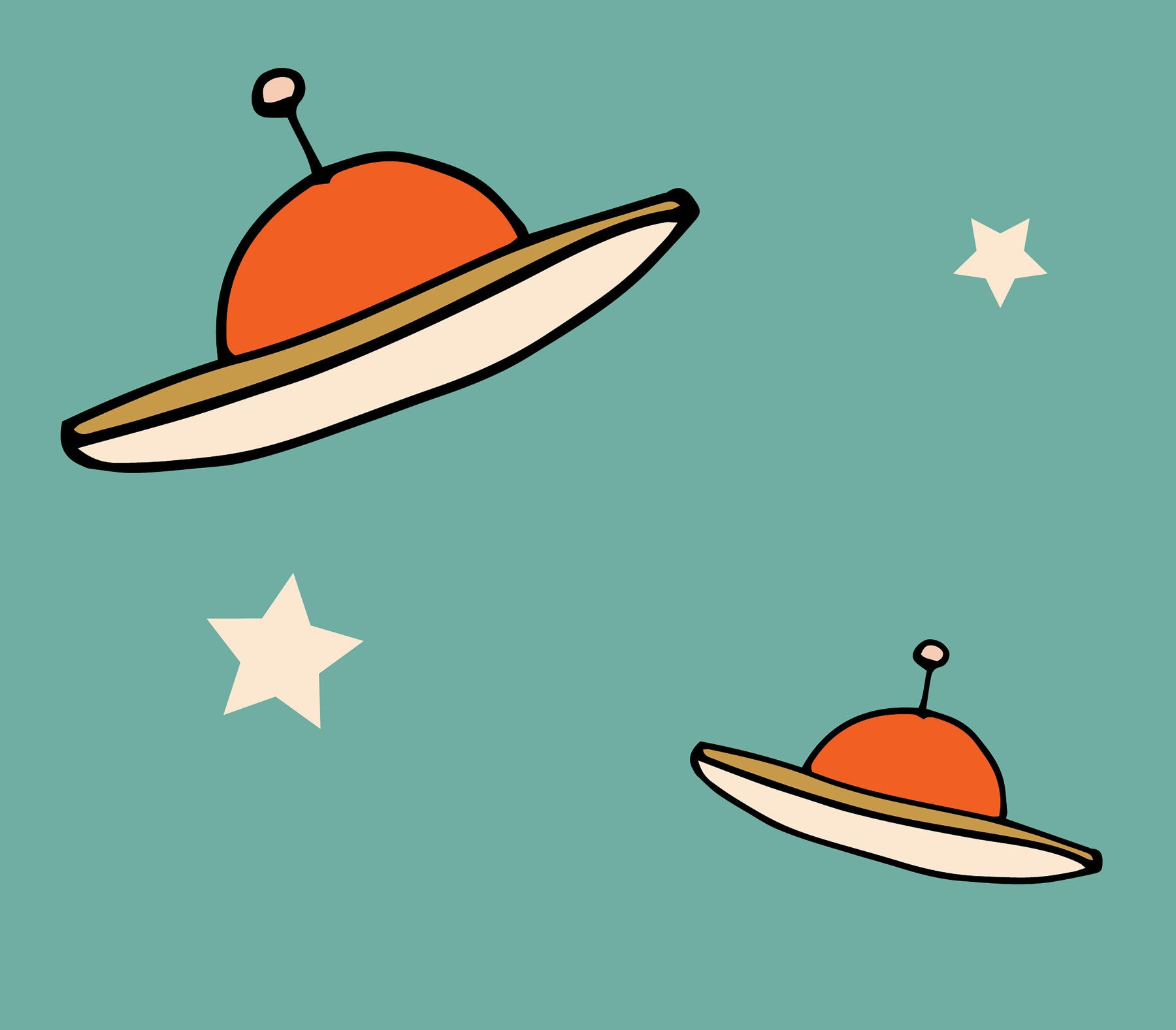 Minimal Vintage UFO Blue Wallpaper⁠ in your room — zoomed