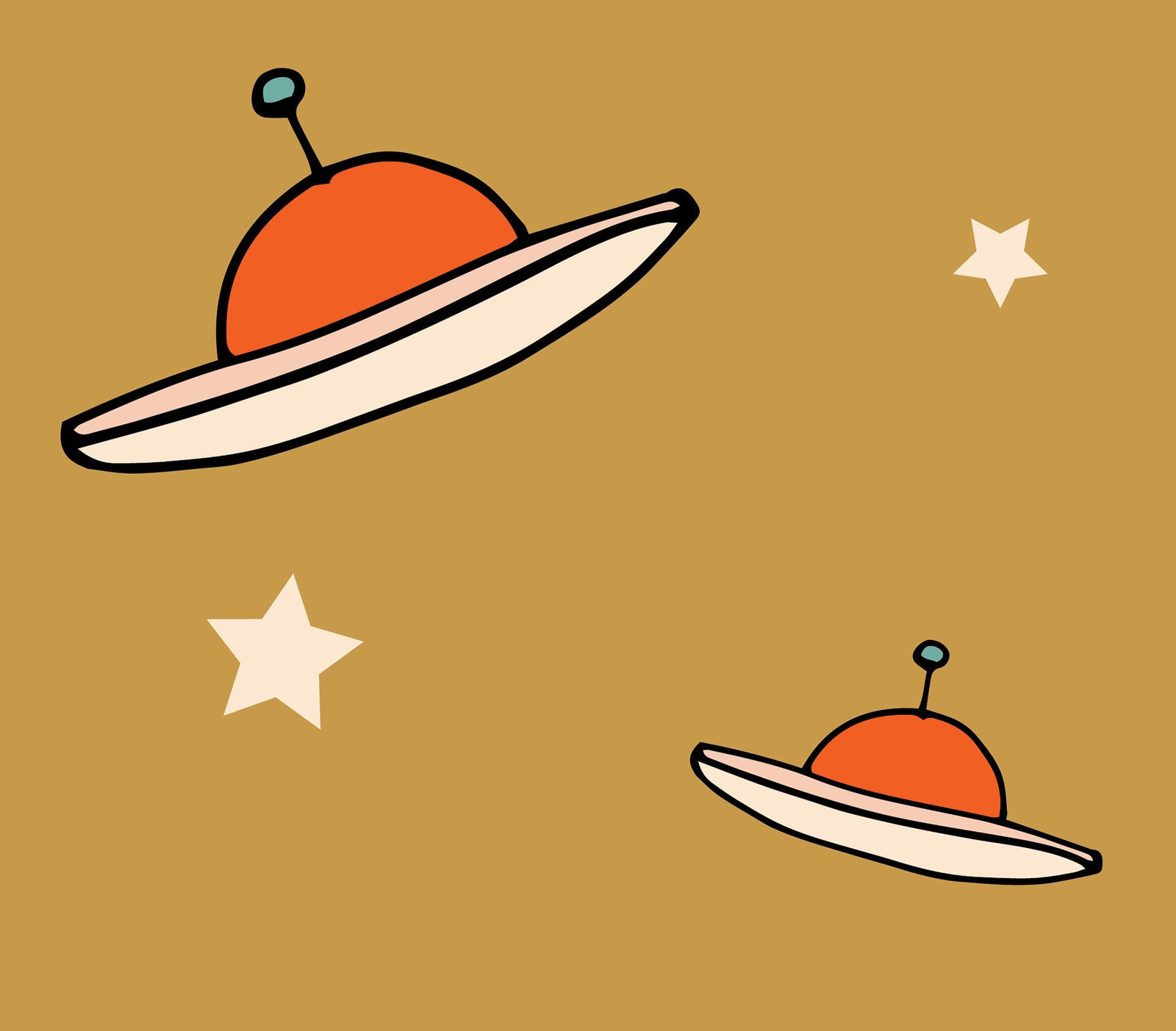 Minimal Vintage UFO Mustard Wallpaper⁠
