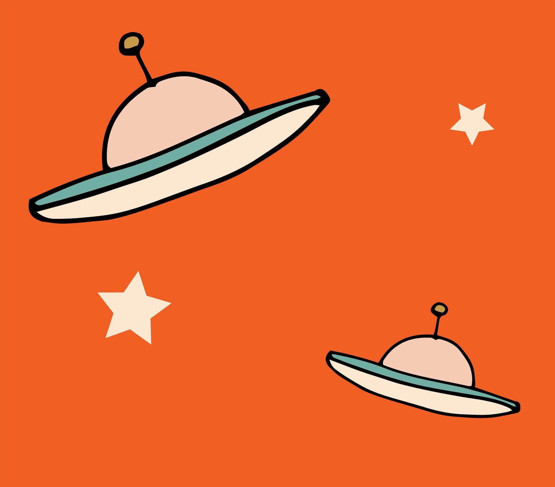 Minimal Vintage UFO Orange Wallpaper⁠ in your room — zoomed